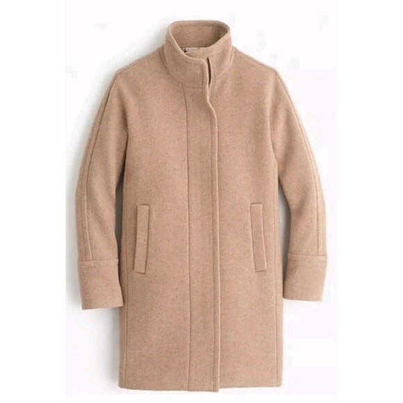 J.Crew Stadium Cocoon Peacoat b2770 Nello Gori Wool Blend Beige Tan Coat Sz 12 - Picture 5 of 14